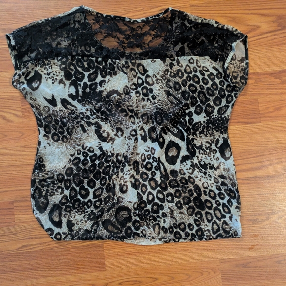Ginger G Animal Print Lace Blouse Early 2000s - Picture 2 of 5